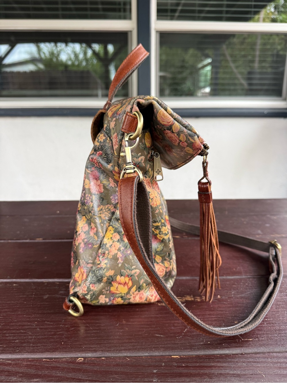 Patricia Nash Floral Leather Convertible Backpack Crossbody Bag Purse - Picture 4 of 12